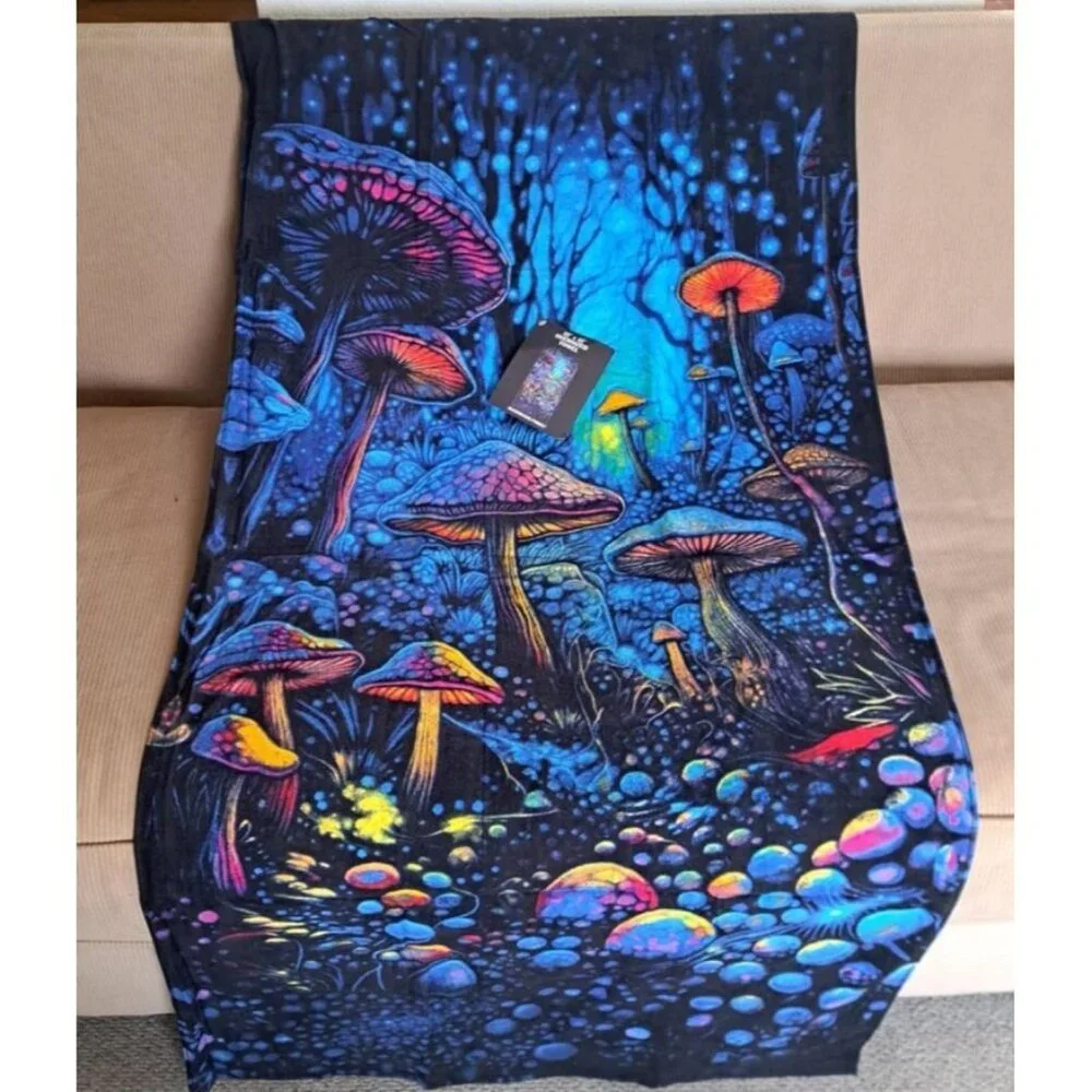 Mushroom Forest Towel Bath Beach Pool Gift Psychedelic Blue Mushrooms Magic New